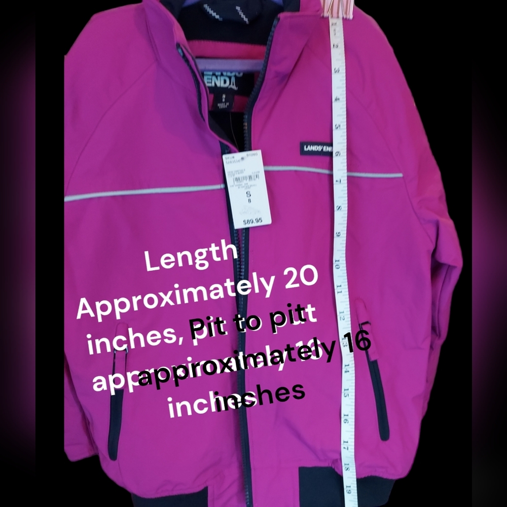 Lands' End BK Heritage Squall Jacket Magenta Berry Girl's Size 8 NWT - Picture 6 of 6